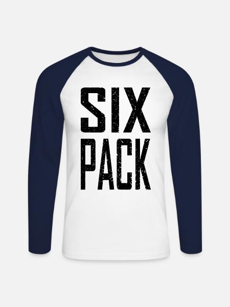 Sixpack - Unisex Long Sleeve Baseball T-Shirt - white/navy