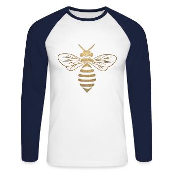 Save the bees I Save the Bees I Big Bee - Unisex Long Sleeve Baseball T-Shirt - white/navy - Front - Nik (191cm)