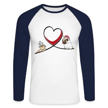 Pug café Pug café Licorne Licorne - T-shirt baseball manches longues Homme - blanc/marine - Devant - Nik (191cm)