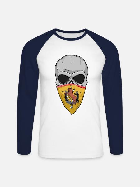 Cowboy Skull Western Wild West - Unisex Long Sleeve Baseball T-Shirt - white/navy