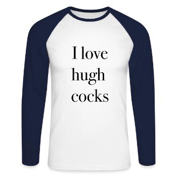 i love big penises cocks penis gift - Unisex Long Sleeve Baseball T-Shirt - white/navy - Front - Nik (191cm)