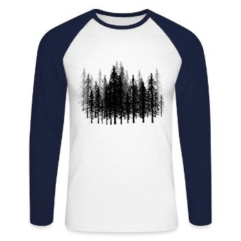 Mystical Creepy Forest Horror Halloween - Unisex Long Sleeve Baseball T-Shirt - white/navy - Front - Nik (191cm)