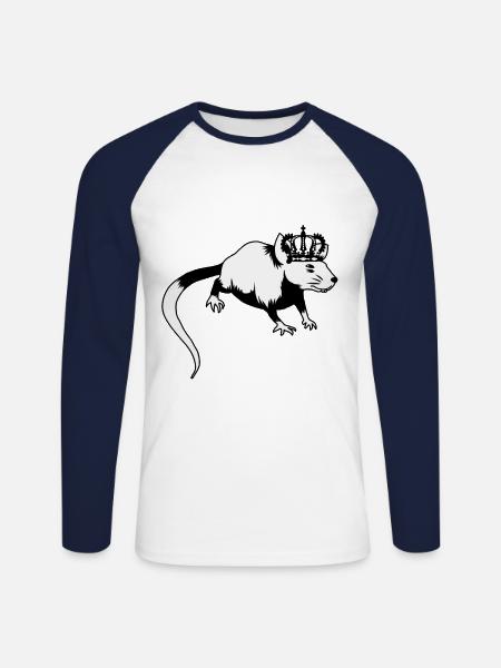 Rat King Rodent - Unisex Long Sleeve Baseball T-Shirt - white/navy