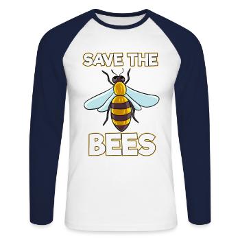 Bee Bees Honey Honey Bee Save Gift - Unisex Long Sleeve Baseball T-Shirt - white/navy - Front - Nik (191cm)