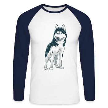 Süßer Husky Hund Weihnachtsgeschenk Hunde - Unisex Baseballshirt langarm - Weiß/Navy - Vorne - Nik (191cm)