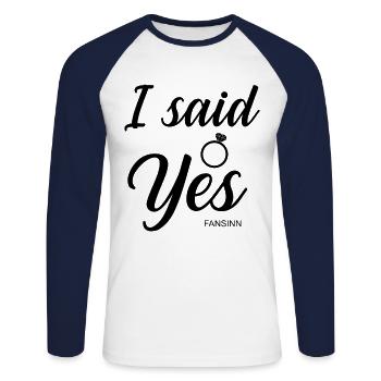 Hochzeit Junggesellenabschied Ehe Liebe Geschenk - Unisex Baseballshirt langarm - Weiß/Navy - Vorne - Nik (191cm)
