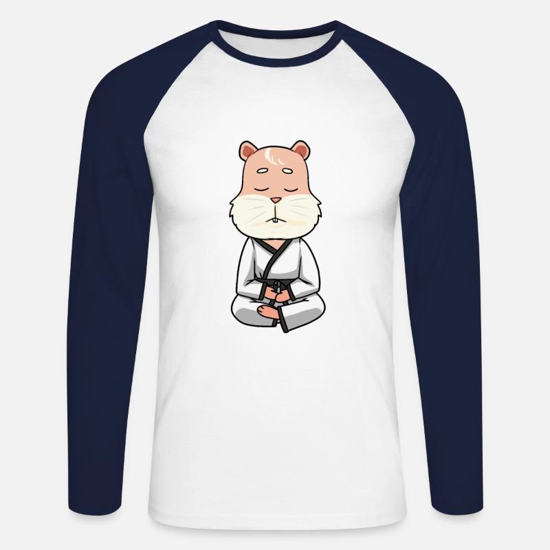 Karate Hamster - Unisex Baseballshirt langarm - Weiß/Navy