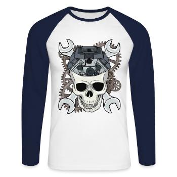 Car Mechanic Screwdriver Mechanics Workshop - Unisex Long Sleeve Baseball T-Shirt - white/navy - Front - Nik (191cm)