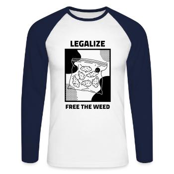 Legalize Weed - Unisex Long Sleeve Baseball T-Shirt - white/navy - Front - Nik (191cm)