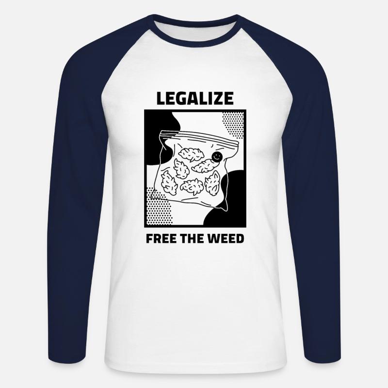 Legalize Weed - Maglia da baseball a manica lunga da uomo - bianco/navy