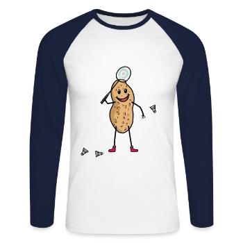 Tennis Match Tennis Player Tennis Match Peanut - Unisex Long Sleeve Baseball T-Shirt - white/navy - Front - Nik (191cm)