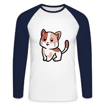 Chats Chats Kitten Bébé Animaux Animaux - T-shirt baseball manches longues Homme - blanc/marine - Devant - Nik (191cm)