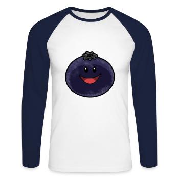 Bleuets Bleuets Végétalien Végétarien Berry Fruit - T-shirt baseball manches longues Homme - blanc/marine - Devant - Nik (191cm)