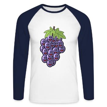raisins raisins raisin vigne - T-shirt baseball manches longues Homme - blanc/marine - Devant - Nik (191cm)