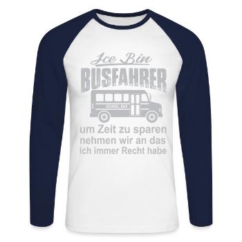 Ice bin Busfahrer - Unisex Baseballshirt langarm - Weiß/Navy - Vorne - Nik (191cm)