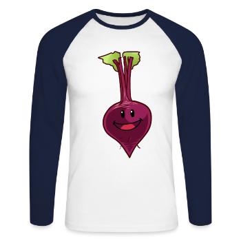 Rübe Rote Beete Gemüse Vegan Veganer Nahrung - Unisex Baseballshirt langarm - Weiß/Navy - Vorne - Nik (191cm)