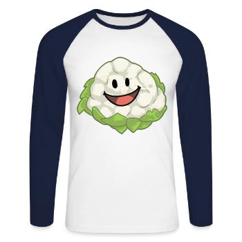 Blumenkohl Kohl Gemüse Veganer Gesund - Unisex Baseballshirt langarm - Weiß/Navy - Vorne - Nik (191cm)