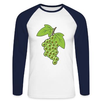 Raisins Raisins Vigne Raisin Fruit - T-shirt baseball manches longues Homme - blanc/marine - Devant - Nik (191cm)