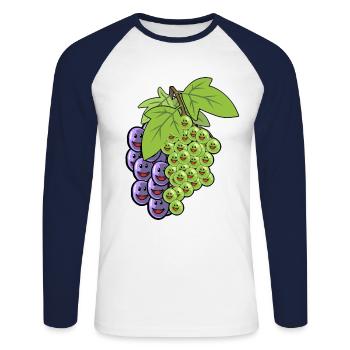 Grapes Grapes Fruit Vine Vegans - Unisex Long Sleeve Baseball T-Shirt - white/navy - Front - Nik (191cm)