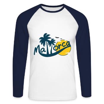 Mallorca Urlaub Strand Malle Palma Urlauber Tour - Unisex Baseballshirt langarm - Weiß/Navy - Vorne - Nik (191cm)