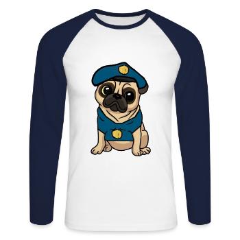 policeman police police dog professions dogs job - Unisex Long Sleeve Baseball T-Shirt - white/navy - Front - Nik (191cm)