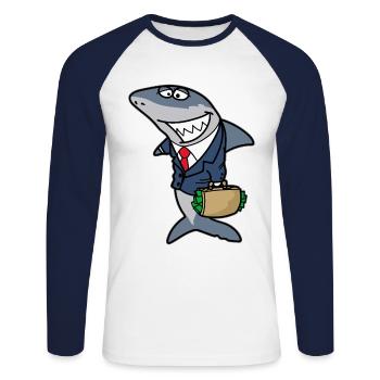 méchant hai de requin locataire hai de l’immobilier hai immobilier cadeau - T-shirt baseball manches longues Homme - blanc/marine - Devant - Nik (191cm)