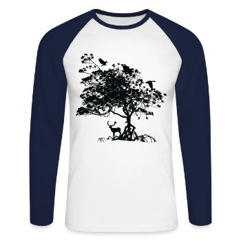 baum tiere geschenk - Unisex Baseballshirt langarm - Weiß/Navy - Vorne - Nik (191cm)