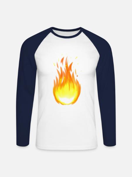 Flame Flammen Feuer brennen Feuerwehr - Långärmad basebolltröja herr - vit/marinblå
