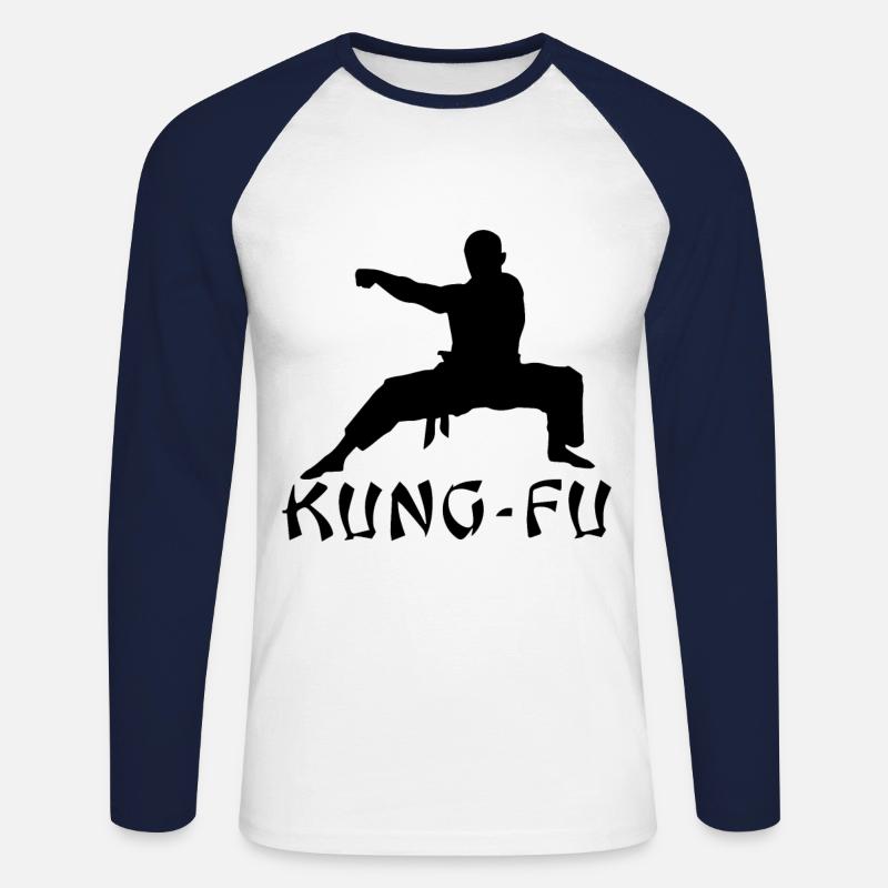 kung fu geschenkshirt - Unisex Baseballshirt langarm - Weiß/Navy