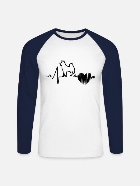 Hund Geschenk - Unisex Baseballshirt langarm - Weiß/Navy