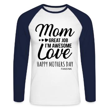 Mama Mutter Muttertag Frau Liebe Familie Geschenk - Unisex Baseballshirt langarm - Weiß/Navy - Vorne - Nik (191cm)