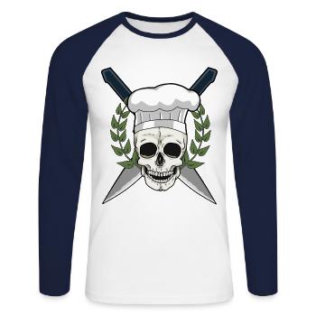 Restaurant Cuisine cuisine - T-shirt baseball manches longues Homme - blanc/marine - Devant - Nik (191cm)