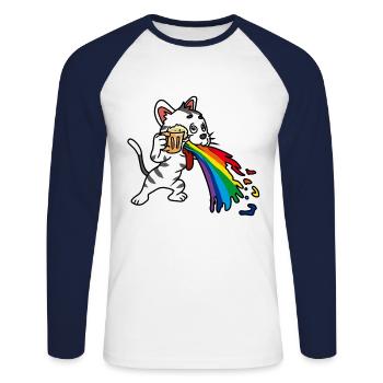 Party Feiern Bier kotzen Alkoholiker Säufer Rausch - Unisex Baseballshirt langarm - Weiß/Navy - Vorne - Nik (191cm)