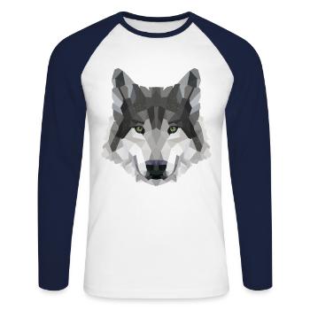 POLYGON WOLF WÖLFE HUSKY RUDEL HUND Rudel - Unisex Baseballshirt langarm - Weiß/Navy - Vorne - Nik (191cm)