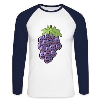 Trauben Weintrauben Wein Geschenk Rebe Traube - Unisex Baseballshirt langarm - Weiß/Navy - Vorne - Nik (191cm)