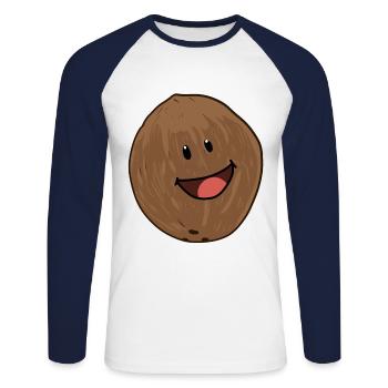 Coconut Coconut Nuts Nut Coconuts - Unisex Long Sleeve Baseball T-Shirt - white/navy - Front - Nik (191cm)