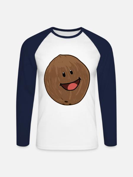 Coconut Coconut Nuts Nut Coconuts - Unisex Long Sleeve Baseball T-Shirt - white/navy