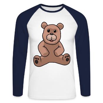 Teddy Ours en peluche Enfants Toddler Ours brun Bébé - T-shirt baseball manches longues Homme - blanc/marine - Devant - Nik (191cm)