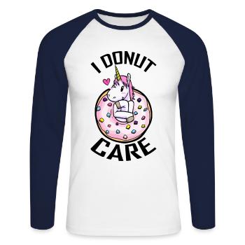 I Donut Care Einhorn Unicorn - Unisex Baseballshirt langarm - Weiß/Navy - Vorne - Nik (191cm)