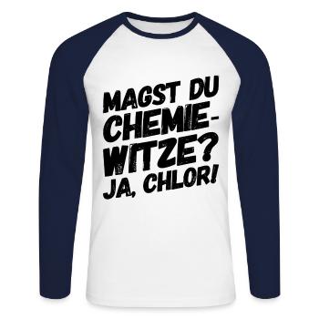 Nerd Nerdy Geek Lustige Sprüche Chemie - Unisex Baseballshirt langarm - Weiß/Navy - Vorne - Nik (191cm)