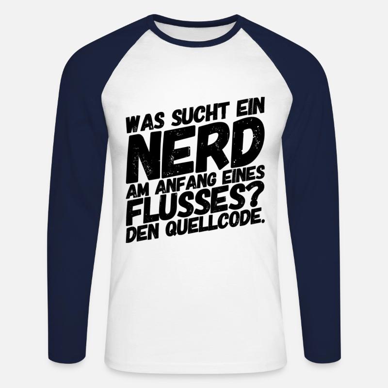 Nerd Nerdy Geek Lustige Sprüche Quellcode - Unisex Baseballshirt langarm - Weiß/Navy