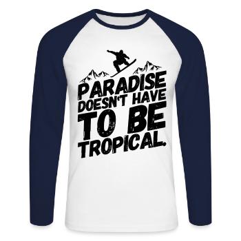 Snowboarding Snowboard Snowboarder Paradise - Unisex Long Sleeve Baseball T-Shirt - white/navy - Front - Nik (191cm)