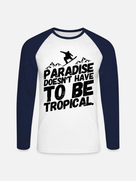 Snowboard Snowboard Snowboarder Paradise - T-shirt baseball manches longues Homme - blanc/marine
