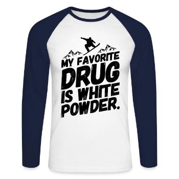 Snowboard Snowboard Snowboarder Drug - T-shirt baseball manches longues Homme - blanc/marine - Devant - Nik (191cm)