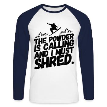 Snowboarding Snowboard Snowboarder Shred - Unisex Long Sleeve Baseball T-Shirt - white/navy - Front - Nik (191cm)