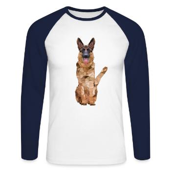 Polygon Schäferhund Hunderasse Rassehund Hund - Unisex Baseballshirt langarm - Weiß/Navy - Vorne - Nik (191cm)
