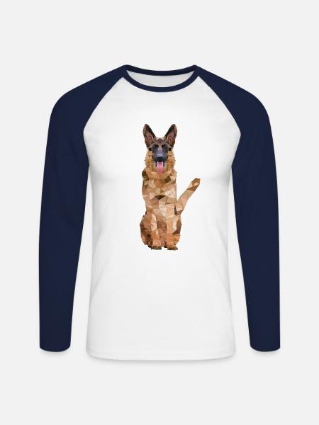 Polygon Shepherd Dog Breed Pedigree Dog Dog - Unisex Long Sleeve Baseball T-Shirt - white/navy