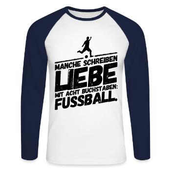 Football Funny Cool Sayings Amour - T-shirt baseball manches longues Homme - blanc/marine - Devant - Nik (191cm)