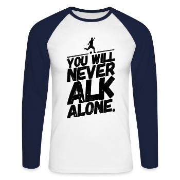 Football Funny Cool Sayings Alcohol - Unisex Long Sleeve Baseball T-Shirt - white/navy - Front - Nik (191cm)