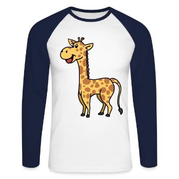 Girafe Giraffen Animaux sauvages Animaux Animaux Animaux Enfants - T-shirt baseball manches longues Homme - blanc/marine - Devant - Nik (191cm)